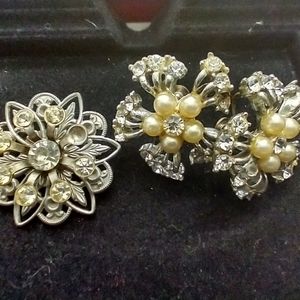 Vintage Earrings and Brooch Set
